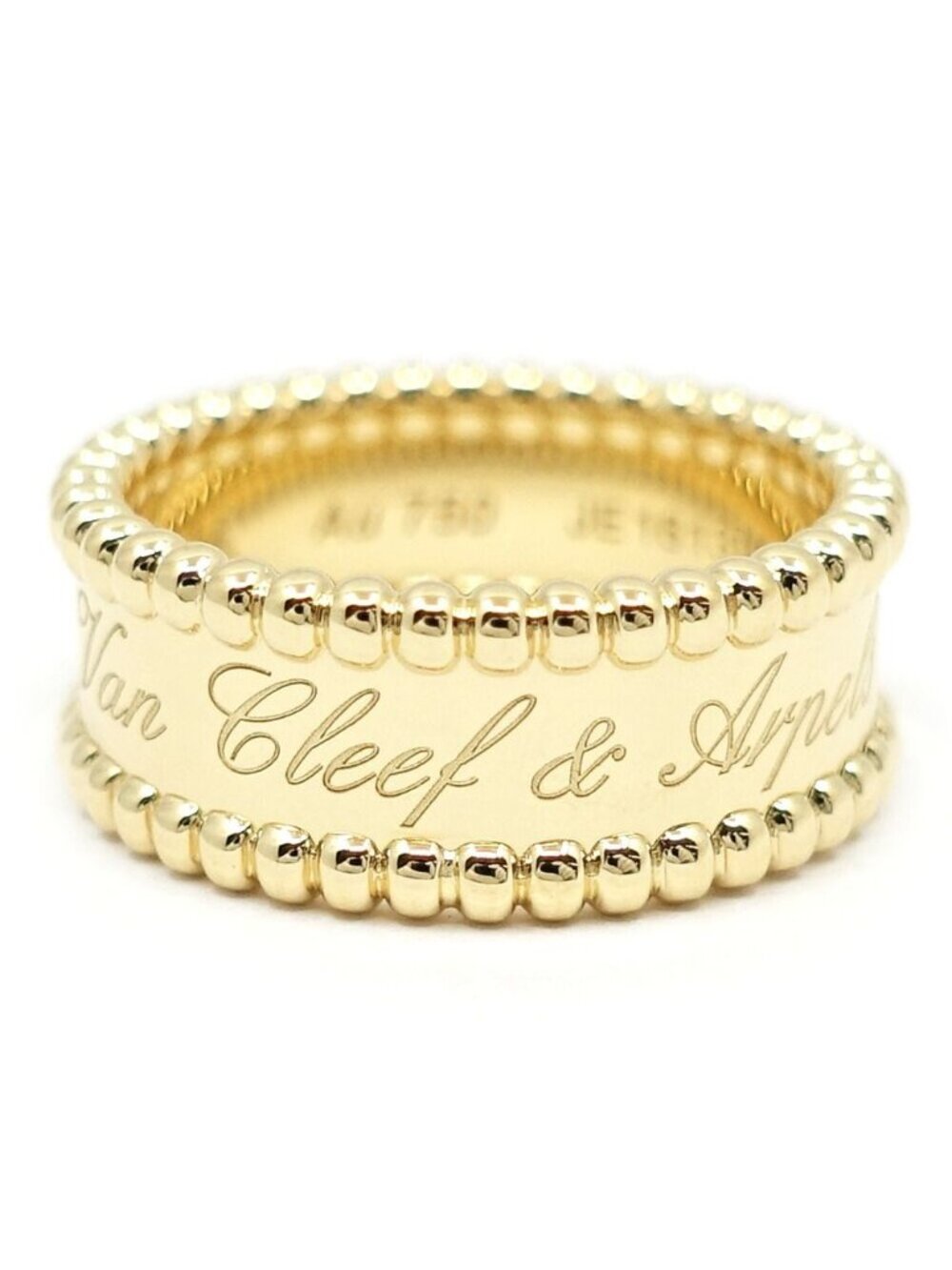 Van Cleef & Arpels 18k Yellow Gold Perlee Signature Ring Logo